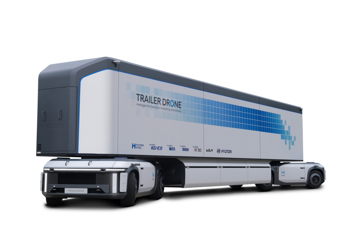 ▲무인 운송 시스템 콘셉트 모빌리티인 ‘트레일러 드론’. 자율주행 시스템을 갖춘 물류 이동 기술이 접목돼 있다.  (사진제공=현대차)