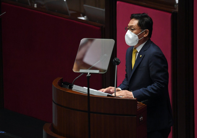 ▲정의당 배진교 원내대표가 13일 국회 본회의에서 비교섭단체 대표연설을 하고 있다.  (연합뉴스)