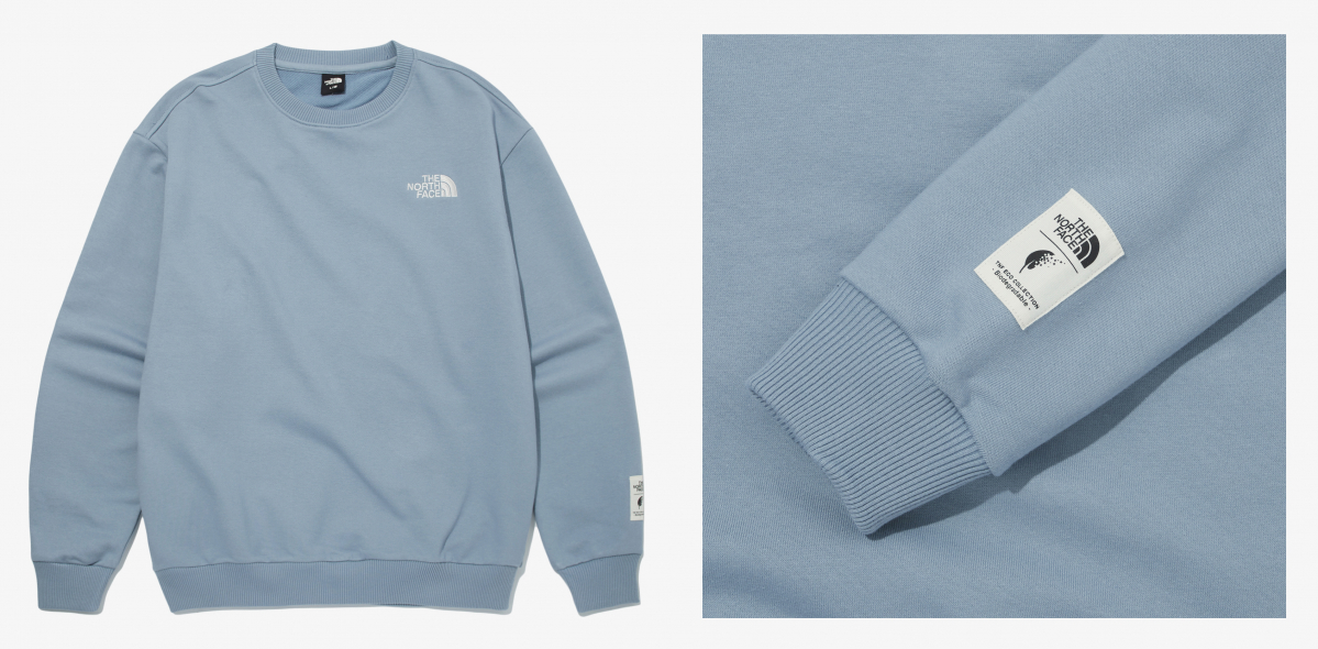 ▲휴비스와 노스페이스가 만든 친환경 맨투맨 제품 (사진제공=휴비스)