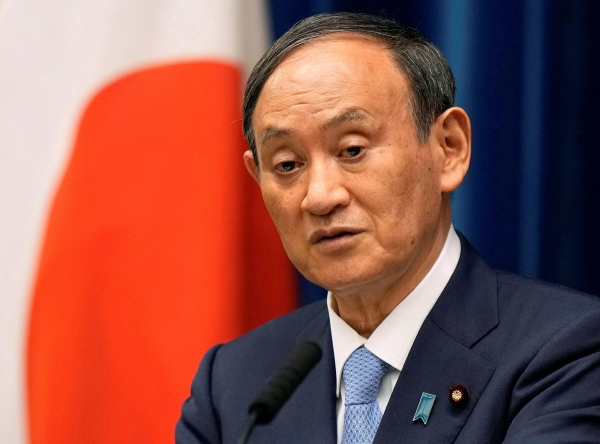▲스가 요시히데 일본 총리가 지난달 17일 도쿄 총리관저에서 기자호견을 하고 있다. 
 (도쿄=로이터/연합)