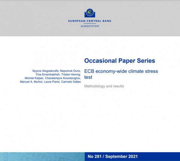 ▲22일 유럽중앙은행(ECB)은 탄소 중립 경제로 전환이 경제에 미치는 연구 결과를 발표했다. (유럽중앙은행 보고서 캡처)