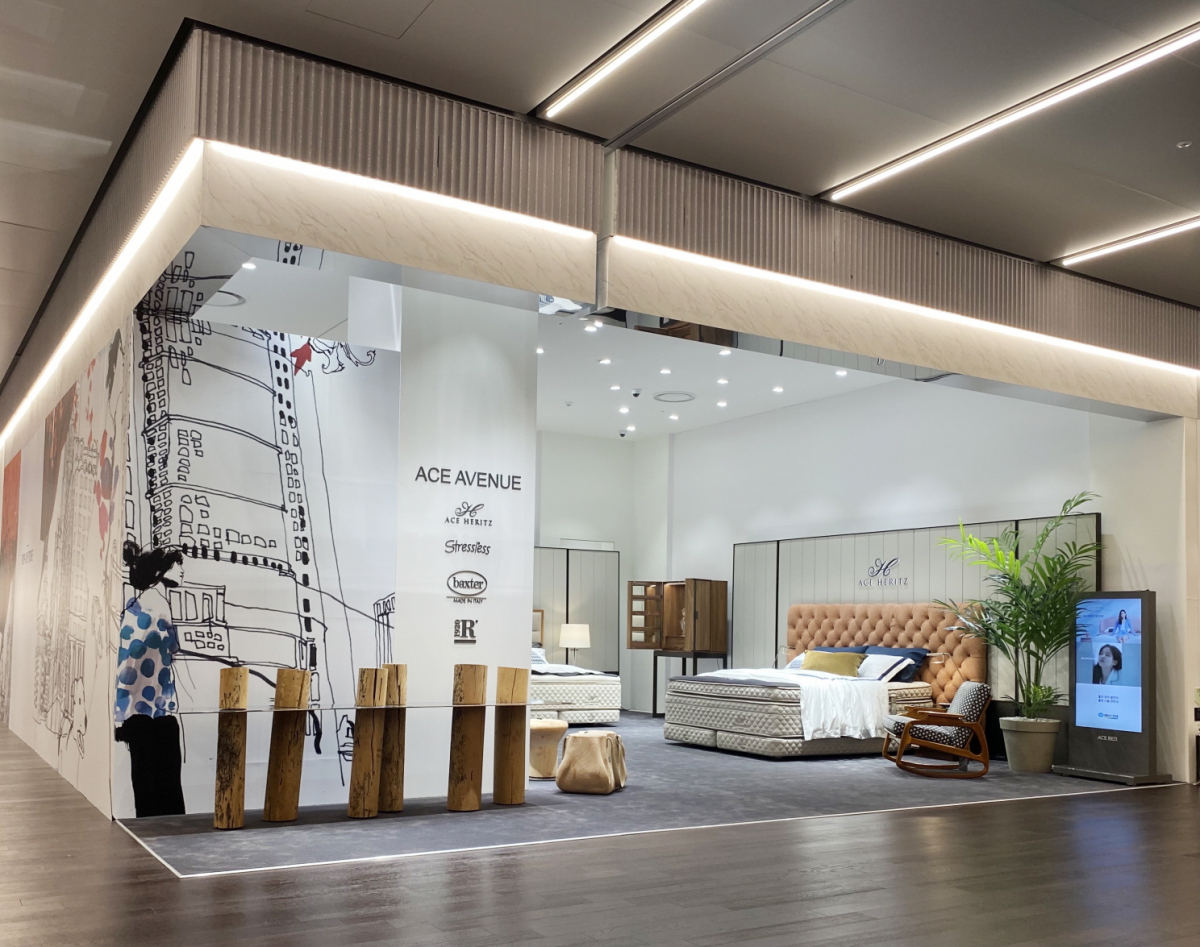 ▲갤러리아 광교점내 프리미엄 가구 편집숍 ‘에이스에비뉴’ 팝업스토어 (사진제공=에이스침대)