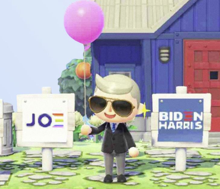 ▲미국 46대 대선 캠페인 당시 닌텐도의 인기 게임 '모여봐요 동물의 숲'에 차린 조 바이든의 대선 캠프. (모여봐요 동물의 숲)