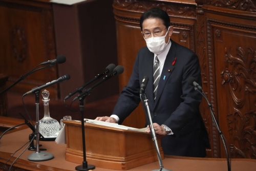 ▲기시다 후미오 일본 총리가 8일 의회에서 연설하고 있다. 도쿄/AP연합뉴스
