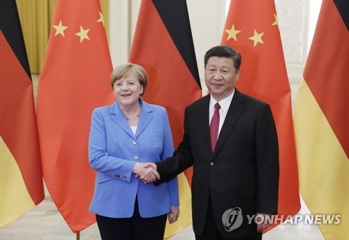 ▲시진핑 주석과 메르켈 총리의 2018년 만남 모습. (연합뉴스)