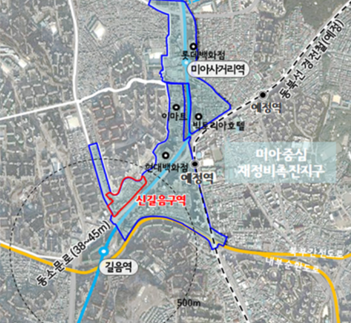 ▲서울 성북구 길음동 신길음구역 위치도.  (자료 제공=서울시)