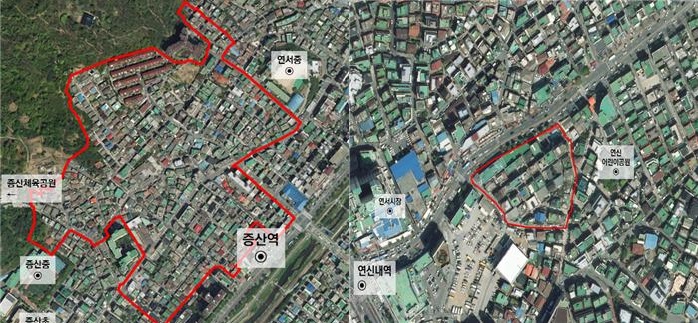 ▲증산4구역(왼쪽)과 연신내역 '도심 공공주택 복합사업' 후보지 위치도 (자료제공=국토교통부)