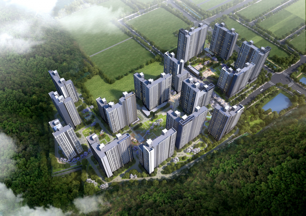 ▲‘포항 한신더휴 펜타시티’ 아파트 조감도. (자료제공=한신공영)