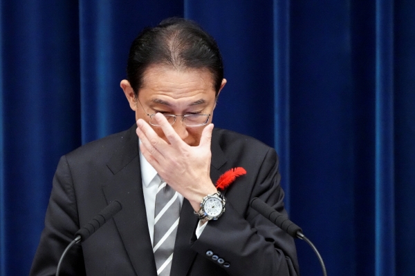 ▲기시다 후미오 일본 총리가 14일 기자회견을 하고 있다. 도쿄/로이터연합뉴스