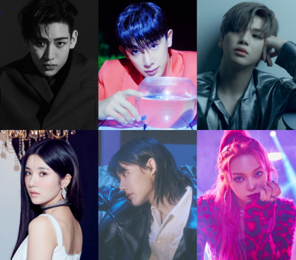 ▲뱀뱀, 원호, 강다니엘, 권은비, 우즈(조승연), 알렉사(사진제공= 각 소속사)