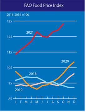 ▲유엔식량농업기구(FAO) 세계식량가격지수. (자료제공=농림축산식품부)