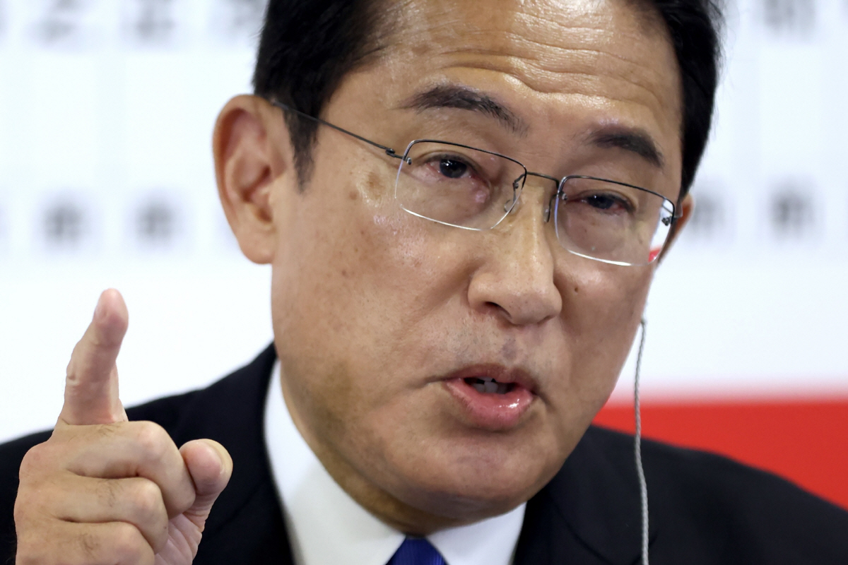 ▲기시다 후미오 일본 총리가 지난달 31일 도쿄 자민당 본사에서 발언하고 있다. 도쿄/AP연합뉴스
