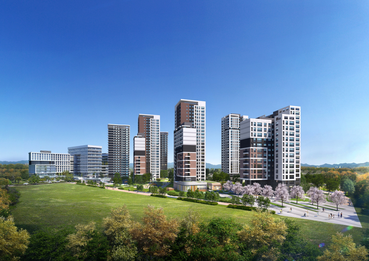 ▲금호건설은 인천 검단 'P1(AB7블록·도시6-3블록) 설계공모형 공동주택용지' 공급 공모 심사 결과 당선자로 최종 선정됐다고 9일 밝혔다. 설계공모 조감도. (자료제공=금호건설)