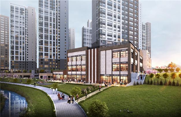 ▲'파피에르 내포' 수변상가 투시도. (자료제공=반도건설)