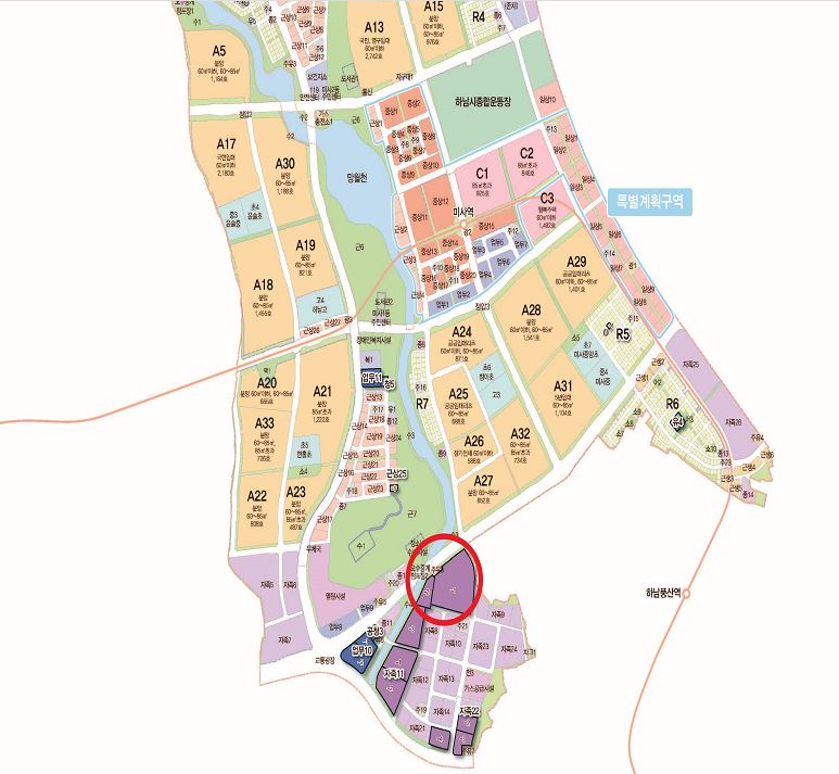 ▲하남 미사강변도시 자족시설용지 위치도 (자료제공=한국토지주택공사(LH))