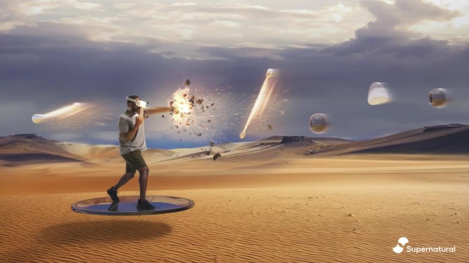 ▲VR 피트니스 앱 '슈퍼내추럴'의 작동 방식을 그린 일러스트레이션. 출처 위딘 홈페이지