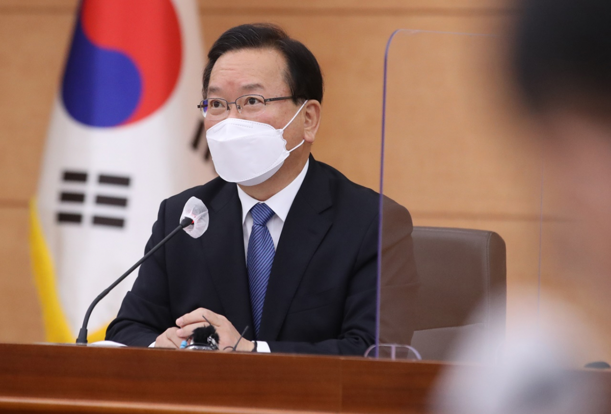 ▲김부겸 국무총리가 29일 서울 종로구 정부서울청사 별관에서 열린 미세먼지 특별대책위원회에 참석해 발언하고 있다. (뉴시스)