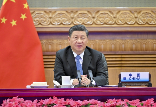▲시진핑 중국 국가주석이 10월 31일 중국 베이징에서 화상을 통해 이탈리아 로마에서 열린  주요 20개국 정상회의(G20)에 참석하고 있다. 베이징/신화뉴시스