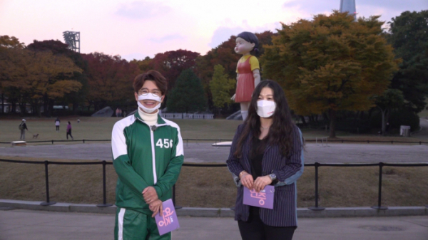 ▲올림픽공원 '오징어게임' 술래 동상(사진제공=KBS)