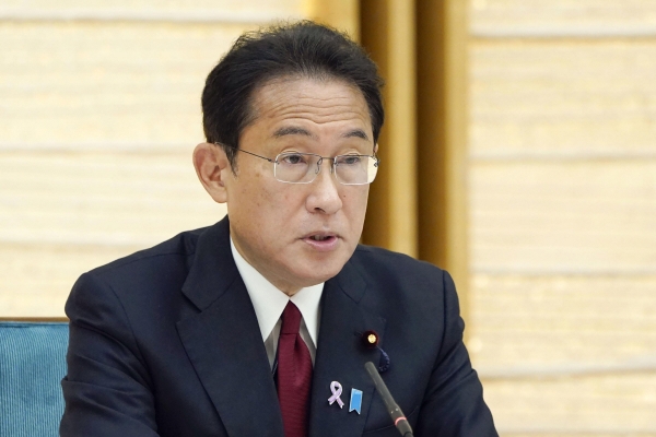 ▲기시다 후미오 일본 총리가 12일 도쿄 총리실에서 발언하고 있다. 도쿄/AP뉴시스
