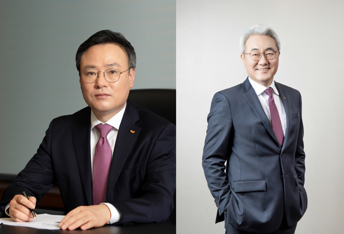 ▲장동현(왼쪽) 신임 SK㈜ 부회장과 김준 신임 SK이노베이션 부회장 (사진제공=SK)