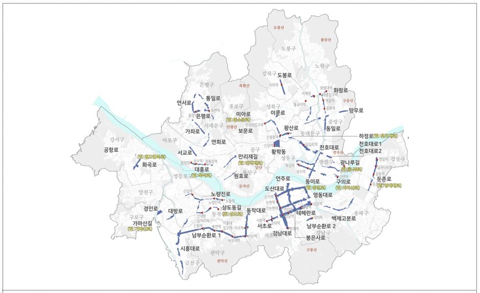 ▲가로구역별 건축물 높이제한 지정구역 전체 45개 구역 (사진제공=서울시)