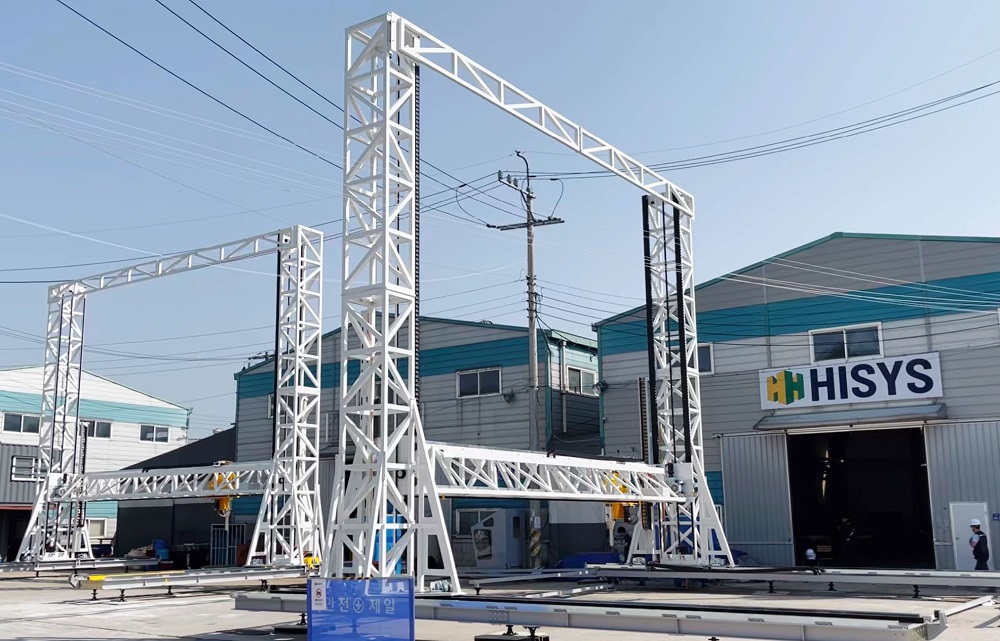 ▲하이시스의 건축용 3D 프린터 시운전 모습 (사진제공=HN)