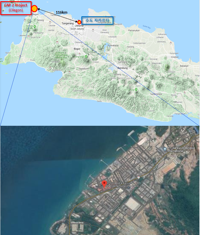 ▲인도네시아 석유화학단지 CAP2-PKA A 위치도 (자료제공=현대건설)