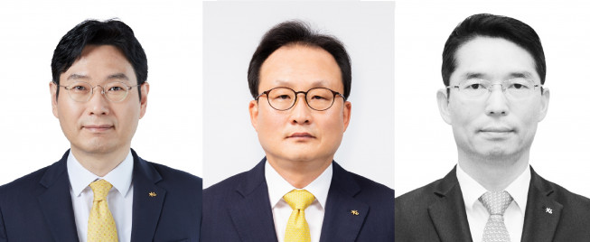 ▲KB국민카드 이창권 대표이사, KB생명보험 이환주 대표이사, KB저축은행 허상철 대표이사 (왼쪽부터) (사진제공=KB금융)