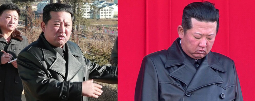 ▲(뉴시스) 각각 지난 11월 16일 양강도 삼지연시 현지 지도(좌측)와 지난 17일 중앙추모대회(우측)에 등장한 김정은 북한 국무위원장
