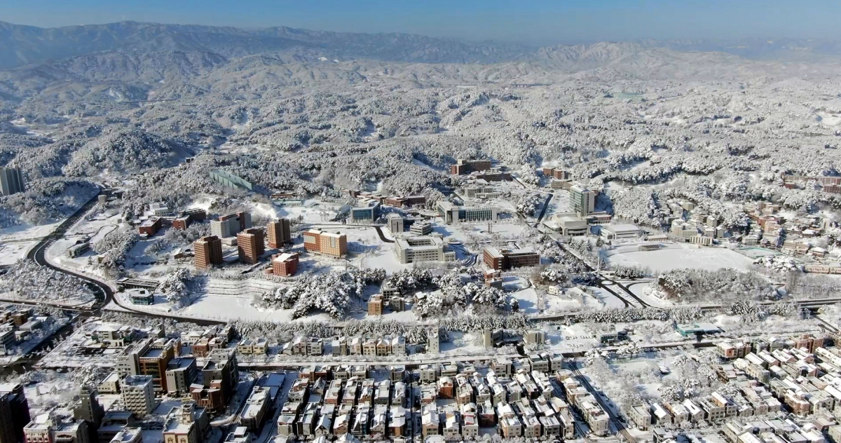 ▲성탄절인 지난 25일 강원도 강릉에 40㎝가 넘는 폭설이 쏟아져 화이트 크리스마스를 맞았다. 하늘에서 내려다본 강릉은 백설기 같았다. 강릉시청 제공 영상 캡처. (뉴시스)