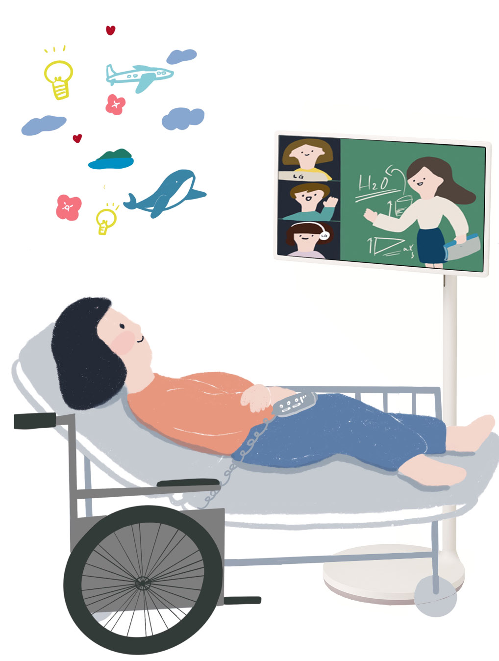 ▲장애 청소년이 LG 스탠바이미로 공부하는 모습을 그린 일러스트 이미지 (사진제공=LG전자)