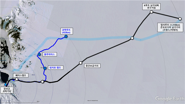 ▲K루트 1740㎞ 경로 (사진제공=극지연구소)