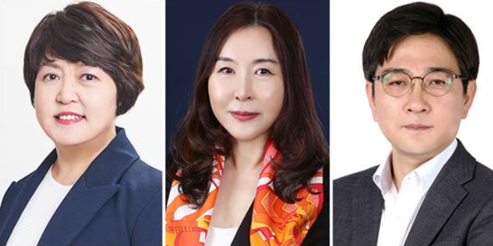 ▲황정희(왼쪽부터) 인사부문장(부사장), 고영선 Mall사업부문장(전무), 이현세 재무기획본부장(상무). (사진제공=홈플러스)