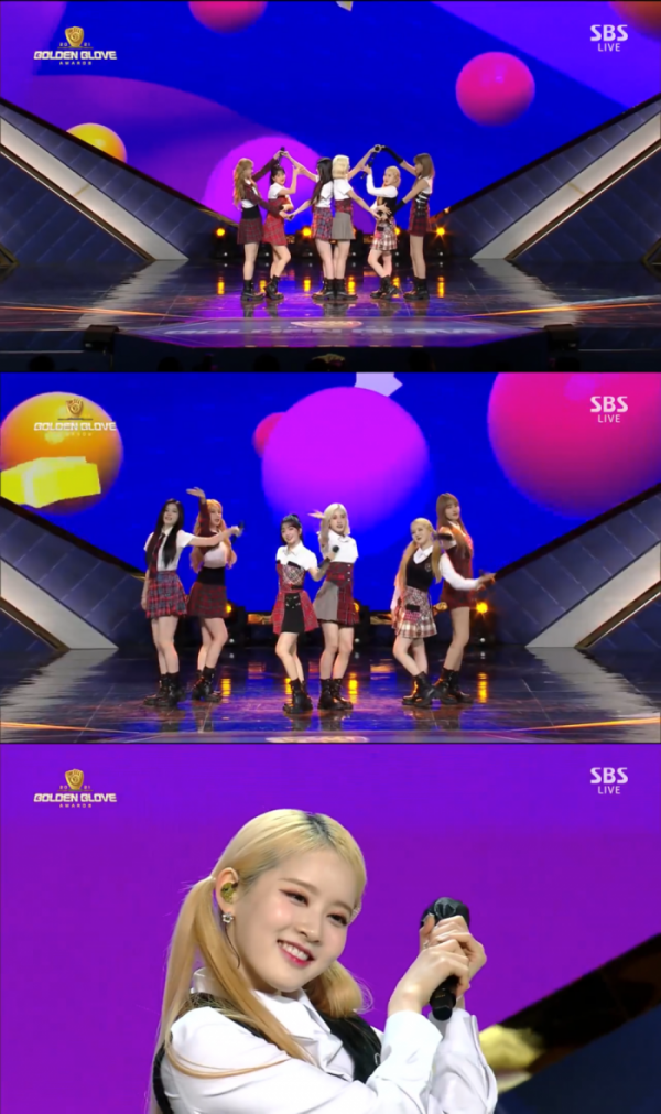 ▲스테이씨(사진 = SBS ‘2021 신한은행 SOL KBO 골든글러브 시상식’ 영상 캡처)