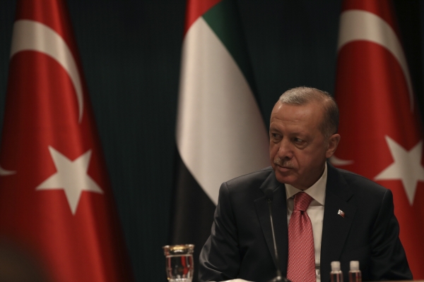 ▲레제프 타이이프 에르도안 터키 대통령이 11월 24일 앙카라 대통령궁에서 열린 행사에 참석하고 있다. 앙카라/AP연합뉴스 
