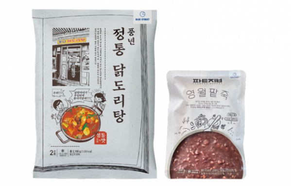 ▲블루스트리트의 RMR 제품 '풍년 닭도리탕'과 '영월 팥죽'.  (사진제공=블루스트리트)