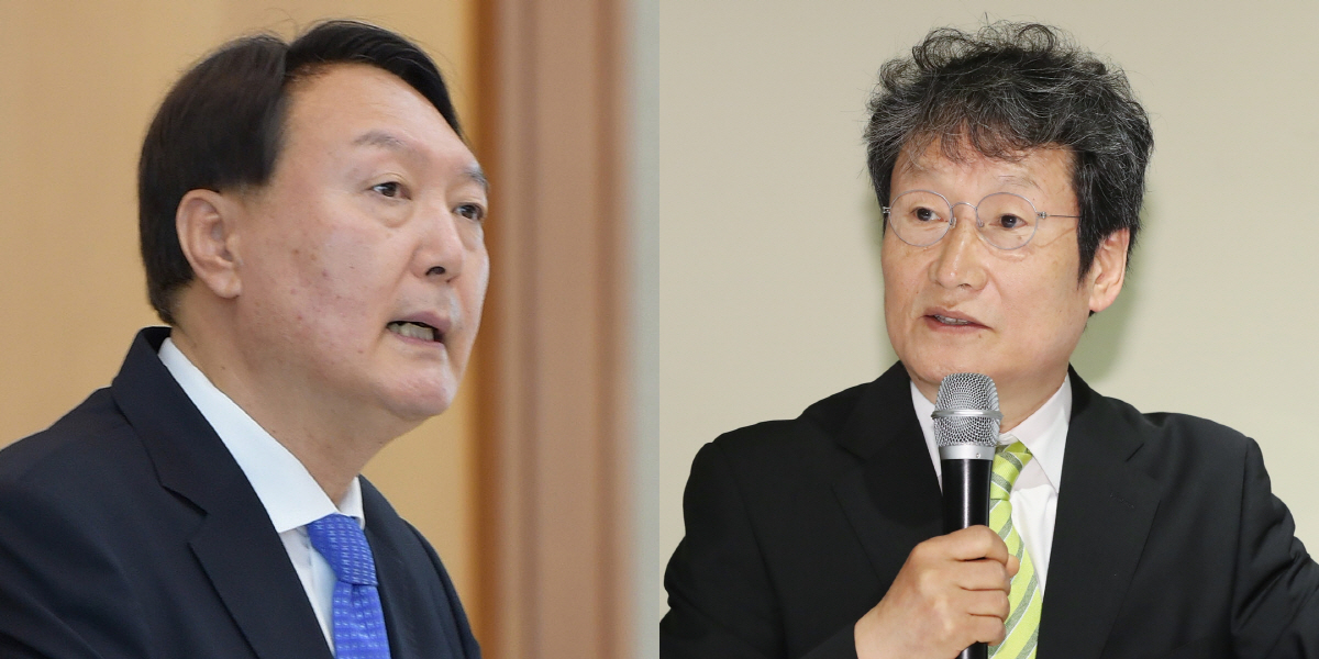 ▲윤석열 국민의힘 대선 후보. (왼쪽, 연합뉴스) 배우 문성근씨. (뉴시스)