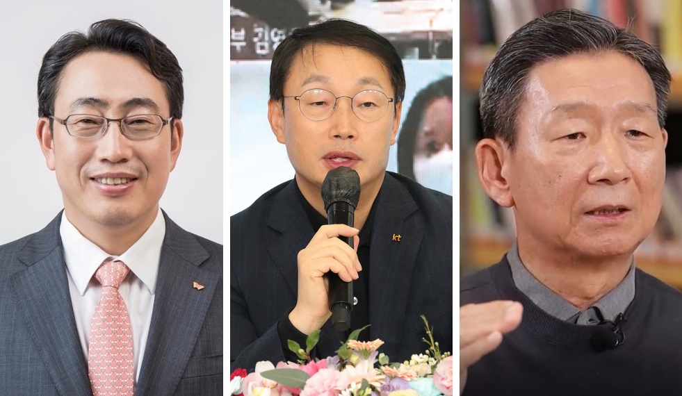 ▲유영상 SKT 대표(왼쪽부터), 구현모 KT 대표, 황현식 LG유플러스 대표. (사진제공=각 사)