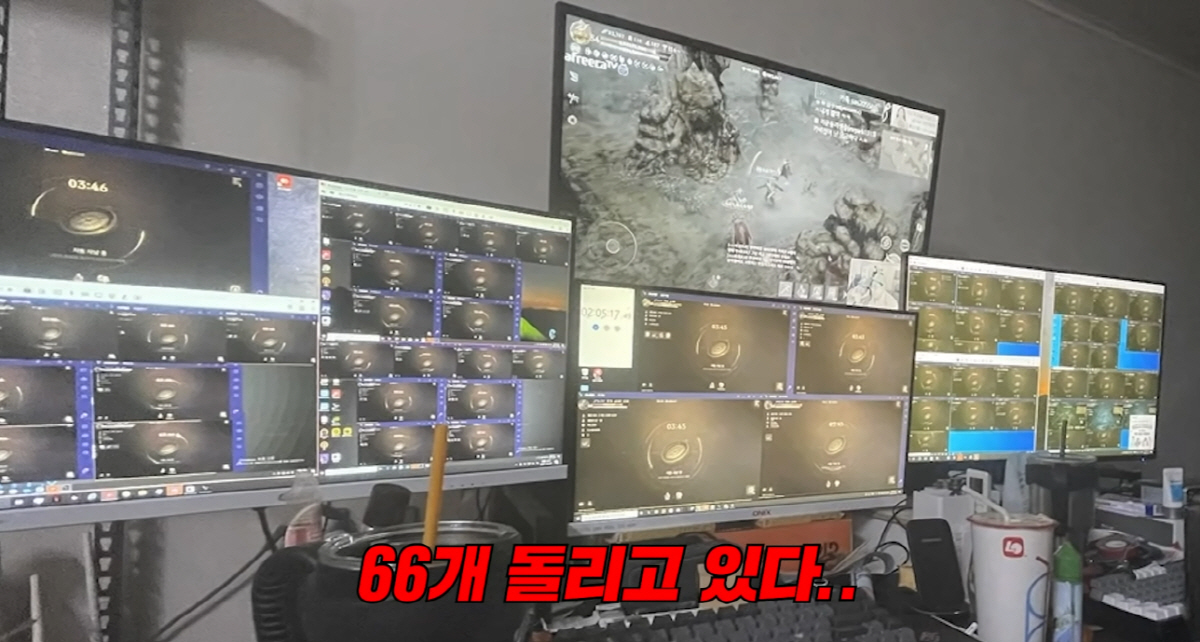 ▲‘리니지W’ 작업장 모습. / 사진 = 게임 BJ ‘만만’의 유튜브 영상 화면 캡처
