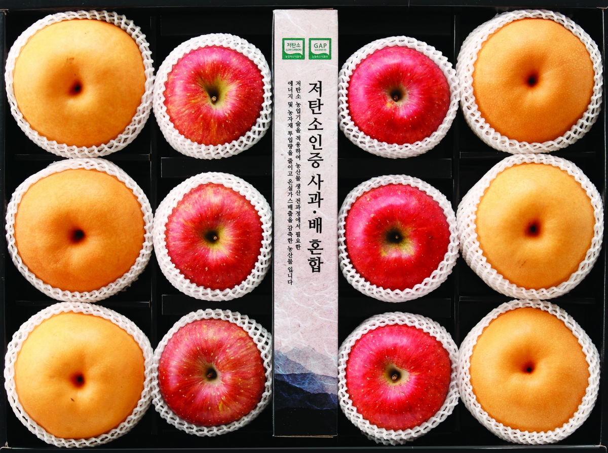 ▲저탄소인증 사과&배 혼합세트 (사진제공=이마트)