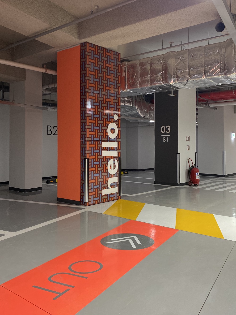 ▲현대건설 'Gen Z 스타일'이 적용된 '힐스테이트 속초 센트럴' 지하주차장 전경 (사진제공=현대건설)