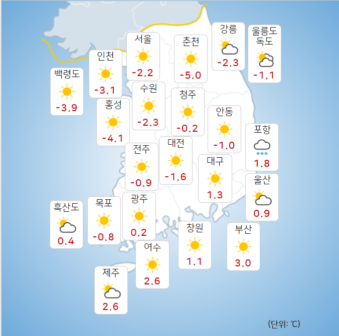 ▲21일 전국 날씨 (출처=기상청 날씨누리 캡쳐)