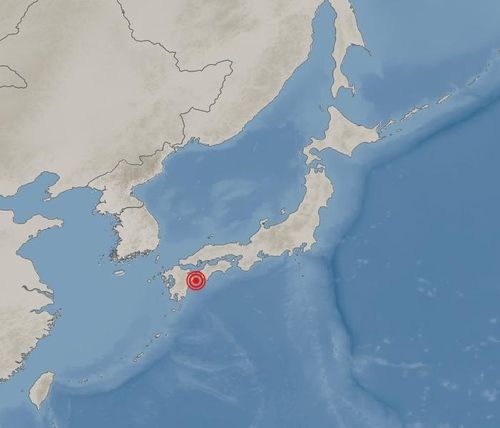 ▲22일 오전 1시 8분 일본 오이타현(규슈) 오이타 남동쪽 75km 해역에서 규모 6.4의 지진이 발생했다. (자료제공=기상청)