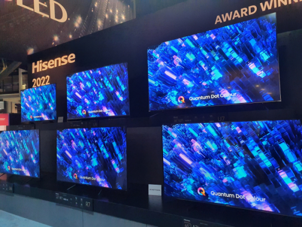 ▲CES 2022에서 중국 하이센스가 전시한 미니 LED TV 제품 사진 (노우리 기자 @we1228)
