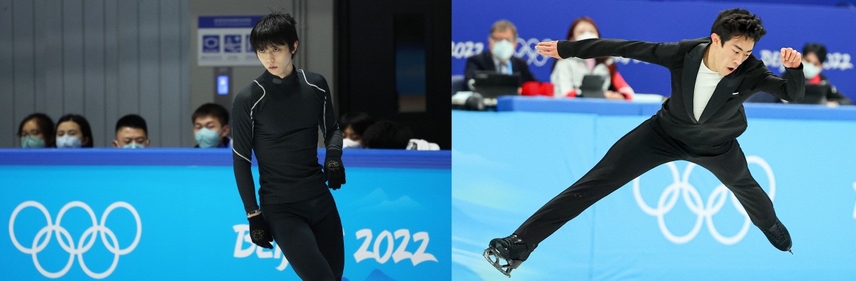 ▲일본의 하뉴 유즈루(왼쪽)와 미국의 네이선 첸. 
 (연합뉴스)