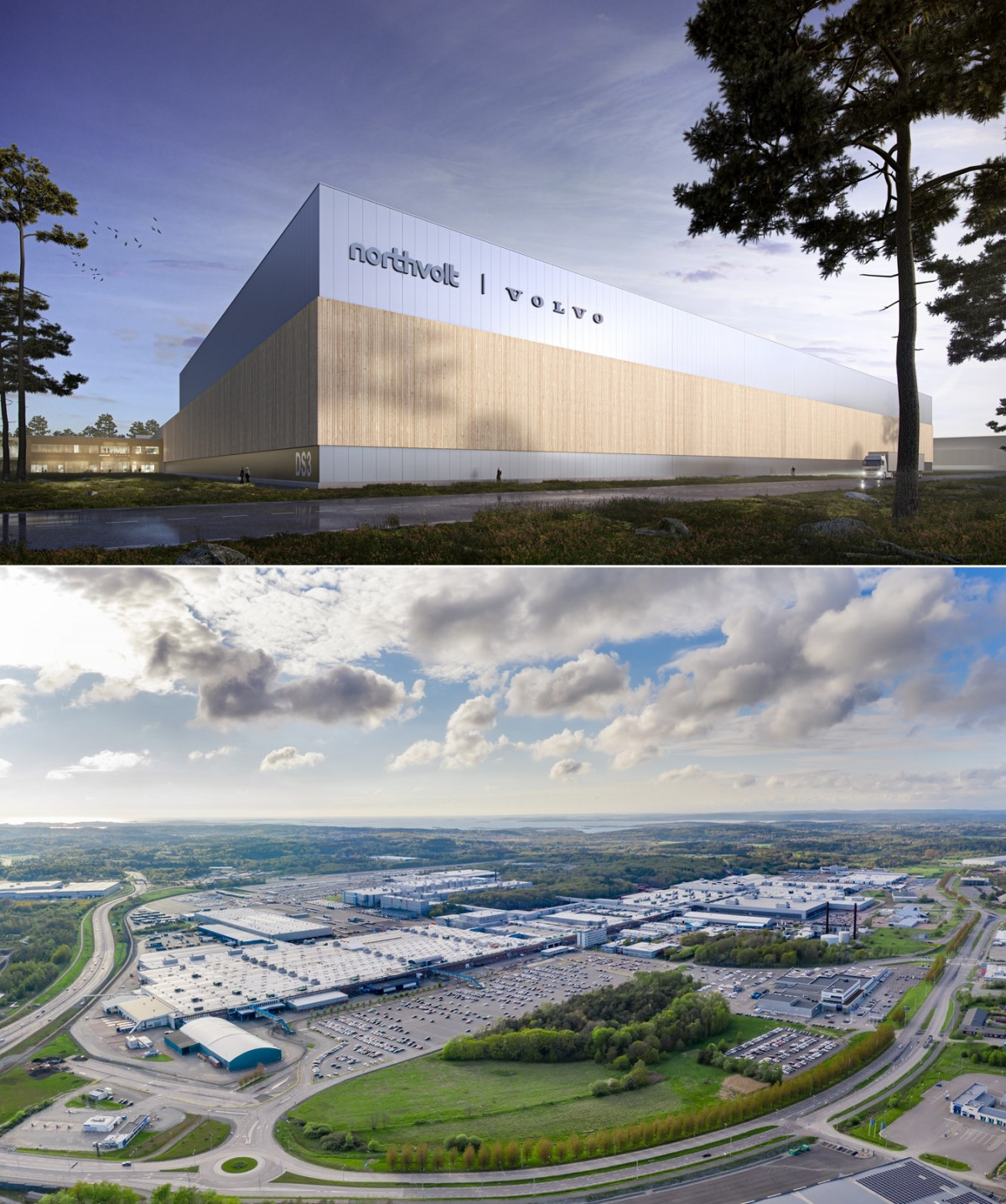 ▲볼보자동차가 친환경 전기차 생산 확대를 위해 대규모 투자를 추진한다. 사진 위는 합작사(노스볼트)와 세운 배터리 팩 공장, 아래는 1조3100억 원 투자를 확정한 스웨덴 토슬란다 공장. (출처=볼보글로벌미디어)