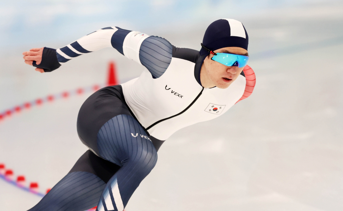 ▲[베이징(중국)=뉴시스] 고범준 기자 = 5일 오전 중국 베이징 국립 스피드 스케이팅 오벌에서 열린 2022 베이징동계올림픽 빙상 스피드 스케이팅 테스트 경기에서 한국의 차민규가 역주하고 있다. 2022.02.05. bjko@newsis.com (뉴시스)