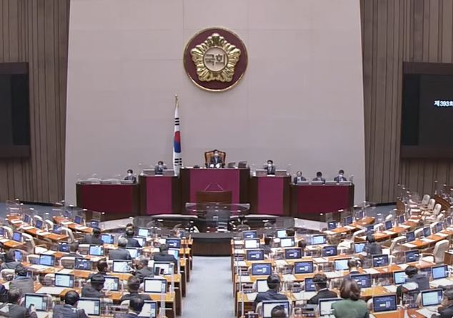 ▲14일 국회 본회의.  (사진캡쳐=KBS유튜브채널)