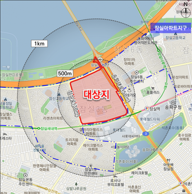 ▲잠실주공5단지 위치도. (자료제공=서울시)